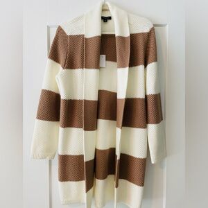 Ann Taylor Striped Shawl Collar Cardigan
